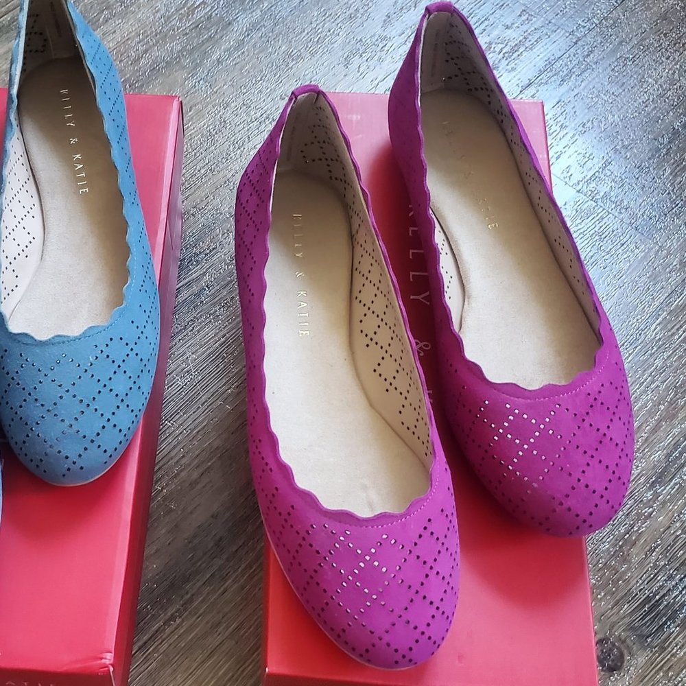 Kelly and Katie Posh Kid Suede Flats - Fuchsia
